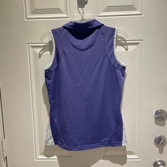 Pebble Beach Dry-Luxe Performance Golf Sleeveless Polo Top Medium Purple White - Picture 6 of 8